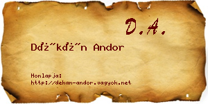 Dékán Andor névjegykártya