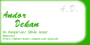 andor dekan business card