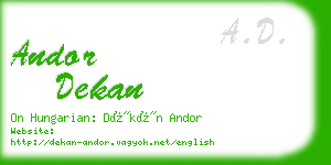 andor dekan business card